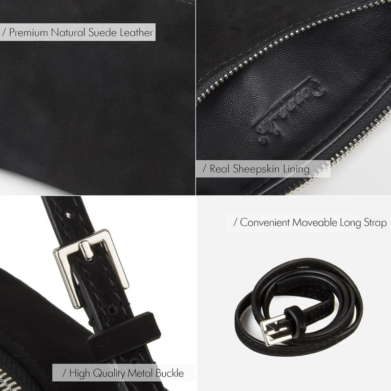 DONNAIN Premium Suede Leather Crossbody Purses for Women, Small Shoulder Bag with Adjustable Strap and Crossbody Hobo Bag - Image 4